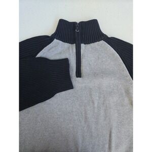 Nautica Jeans Co. Mens XXL Gray Navy NJ-99 Cotton 1/4 Zip High Neck Knit Sweater
